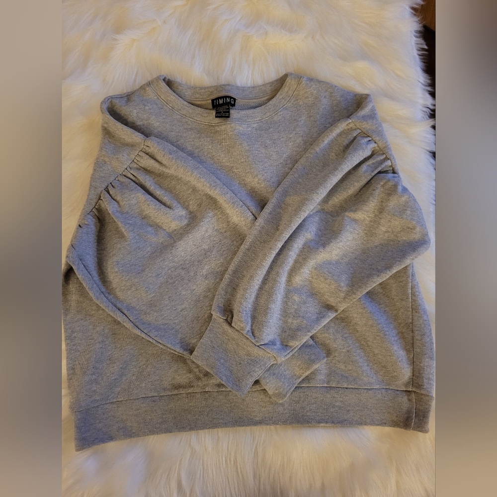 Grey Balloon Sleeve Sweatshirt